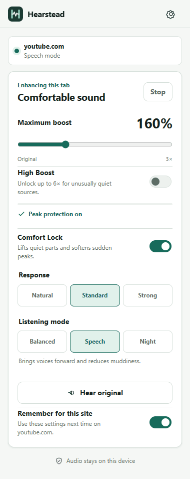 Hearstead enhancing a website tab